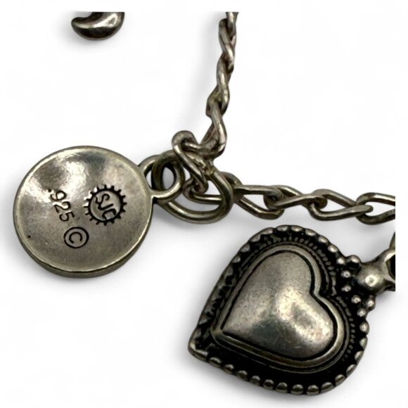 Sterling Silver 925 Charm Bracelet W/ Heart Hedgehog Cactus & More - Picture 2 of 3